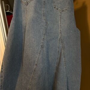 A-Line Denim Skirt with Panel Seams - Light Blue